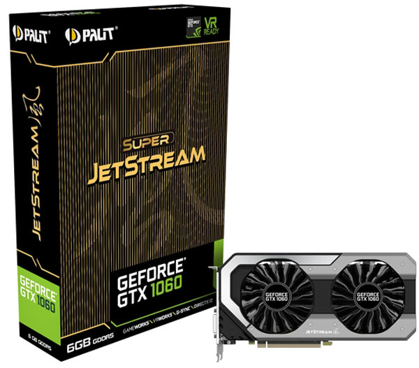 Графический процессор GeForce GTX 1060 JetStream с 1280 ядрами CUDA работает на частоте 1847 МГц