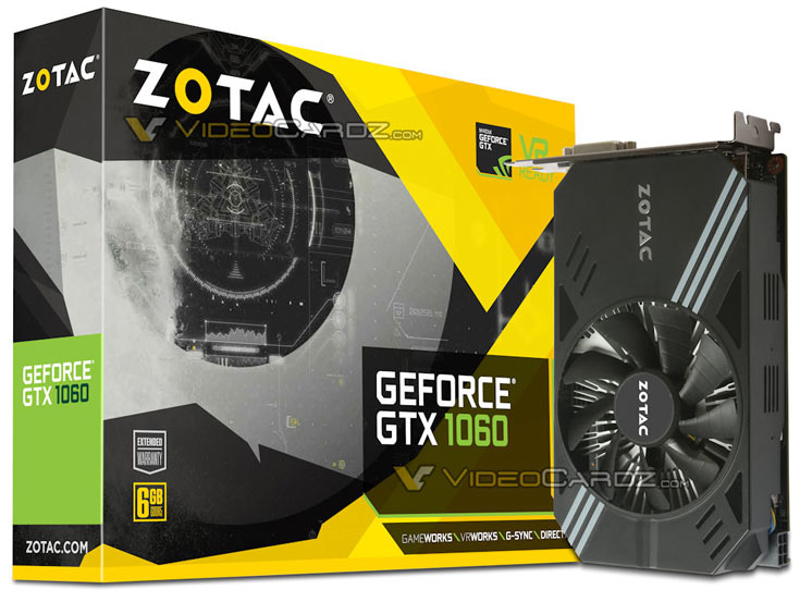 Система охлаждения Zotac GeForce GTX 1060 Mini построена по схеме с одним вентилятором