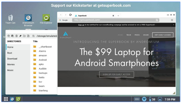 Superbook — аксессуар в виде ноутбука для смартфона с Android за $99