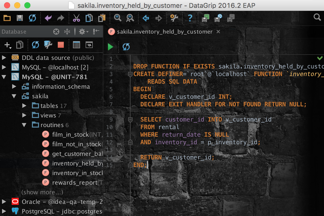 Релиз DataGrip 2016.2: Импорт CSV, поддержка JSON и XML в строках, динамический SQL, улучшения для PostgreSQL - 23