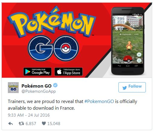 Список стран, где игра Pokemon Go становится доступна для загрузки, постепенно расширяется