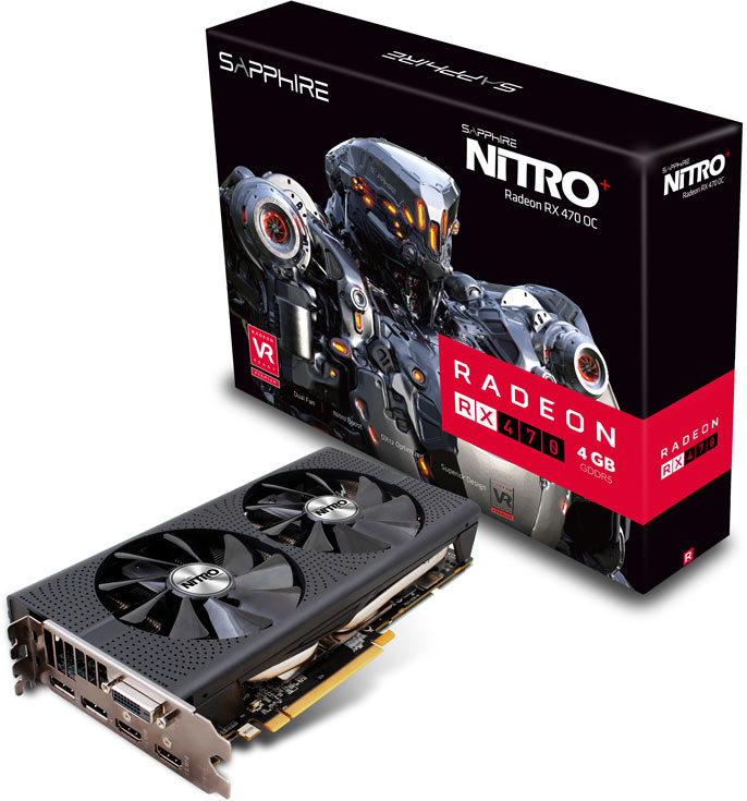 Система охлаждения 3D-карты Sapphire Nitro+ Radeon RX 470 включает два 95-миллиметровых вентилятора