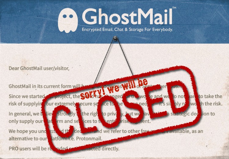 Сверхзащищенный почтовый сервис GhostMail прекращает работать с обычными пользователями - 1