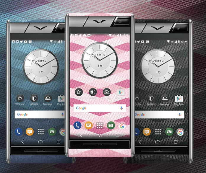 Корпус смартфона Vertu Aster Chevron выполнен с использованием титана и ткани 