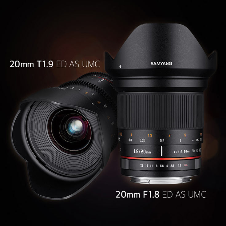 Продажи объективов Samyang 20mm F1.8 ED AS UMC и 20mm T1.9 ED AS UMC должны начаться в сентябре