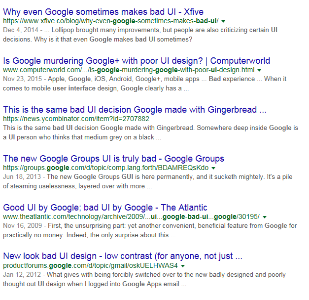 Поисковый запрос плохой интерфейс Google
