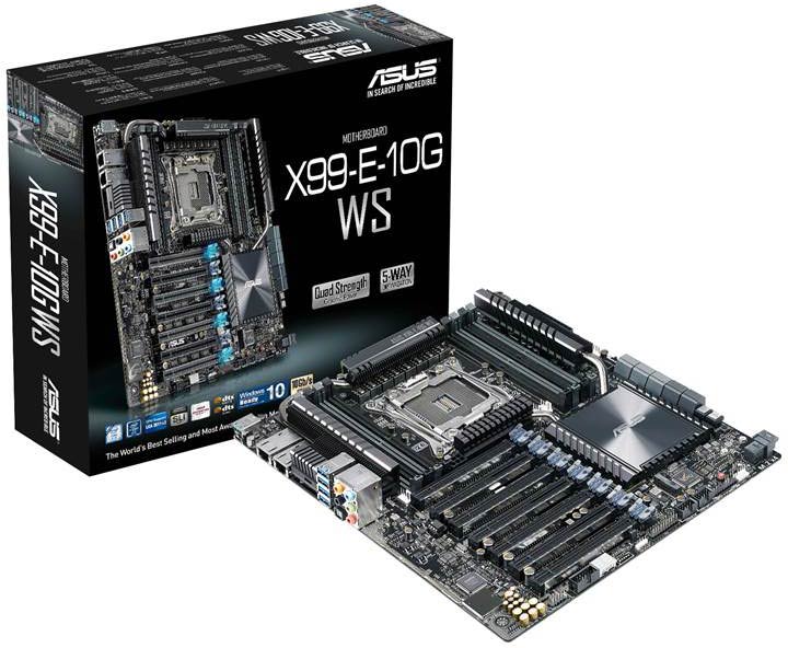 Системная плата для рабочих станций Asus X99-E-10G WS похожа на модель Asus X99-E WS