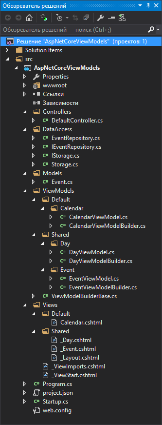 ASP.NET MVC+VM: разбиение сложных представлений на простые с применением моделей видов на примере календаря мероприятий - 5
