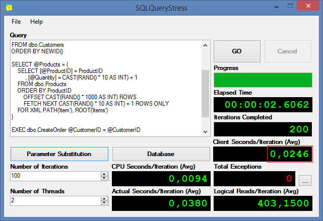 Тестирование производительности баз данных при помощи tSQLt и SQLQueryStress - 7