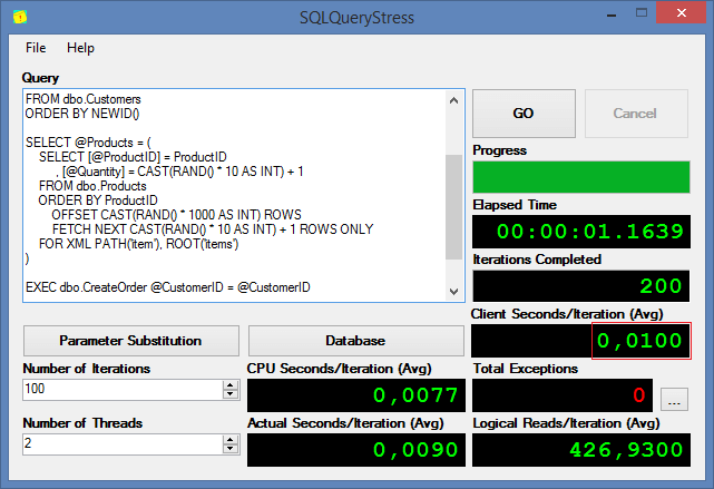 Тестирование производительности баз данных при помощи tSQLt и SQLQueryStress - 8