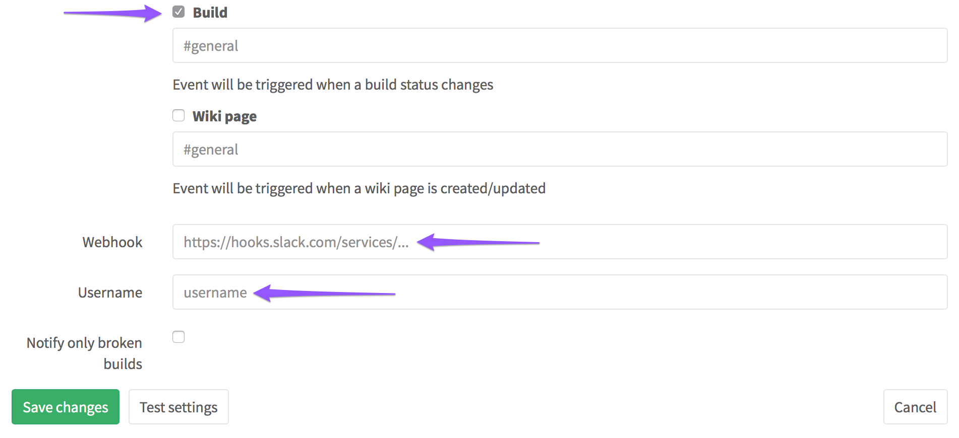 Configuring Slack Service in GitLab