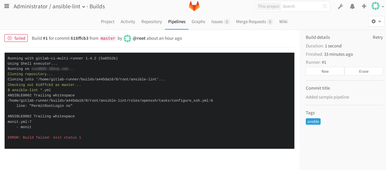 Gitlab-CI и проверка корректности синтаксиса Ansible-lint - 8