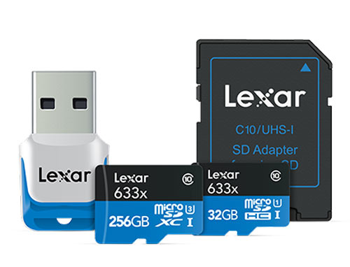 В режиме чтения карта памяти Lexar 633x microSDXC объемом 256 ГБ развивает скорость до 95 МБ/с