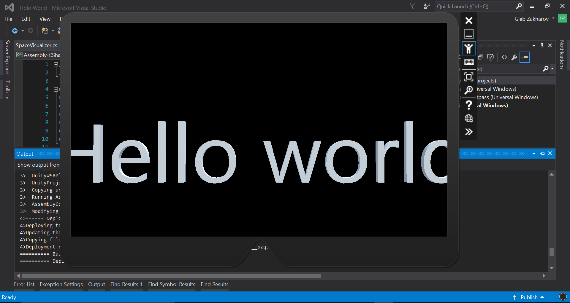 Пишем Hello World для HoloLens - 15 Пишем Hello World для HoloLens - 15