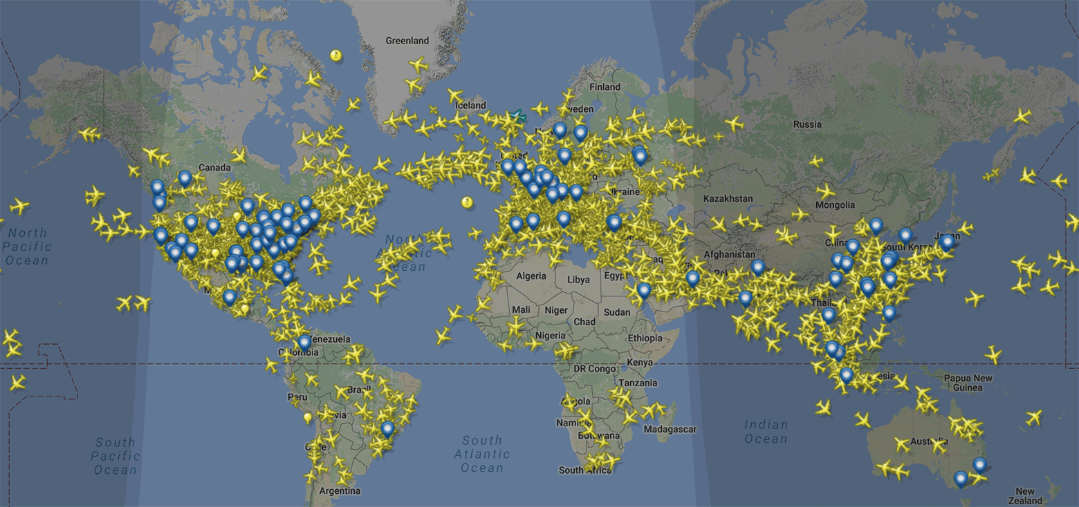 Карта мировых полетов