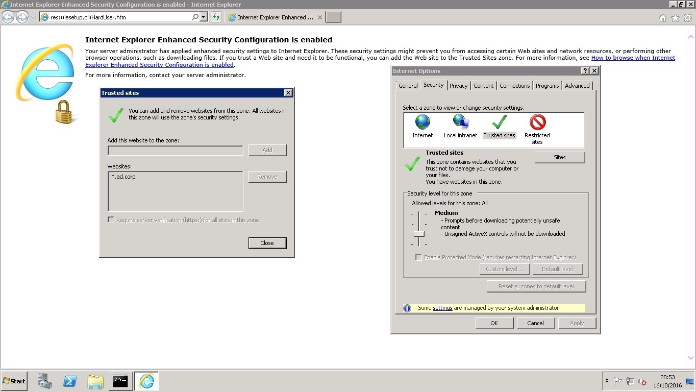 Site to Zone Assignment list и Internet Explorer с включенной Enhanced Security Configuration - 7