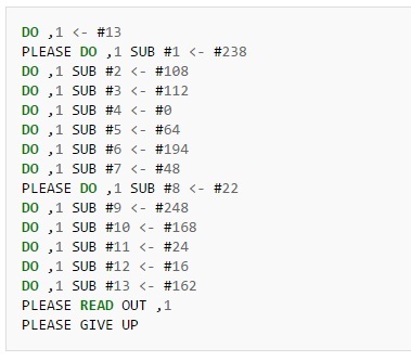 Примеры кода на 39 эзотерических языках программирования - 3