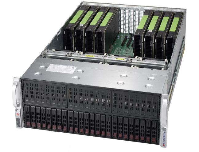 Конфигурация модели SuperServer 4028GR-TXR(T) может включать до восьми ускорителей Tesla P100 SXM2