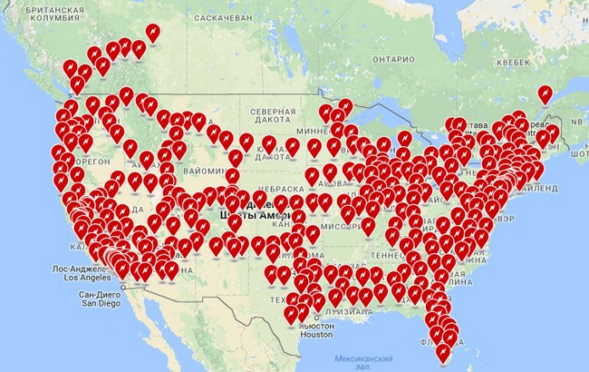 Общая протяженность американских дорог, оборудованных электрозаправками, сравнится с длиной экватора