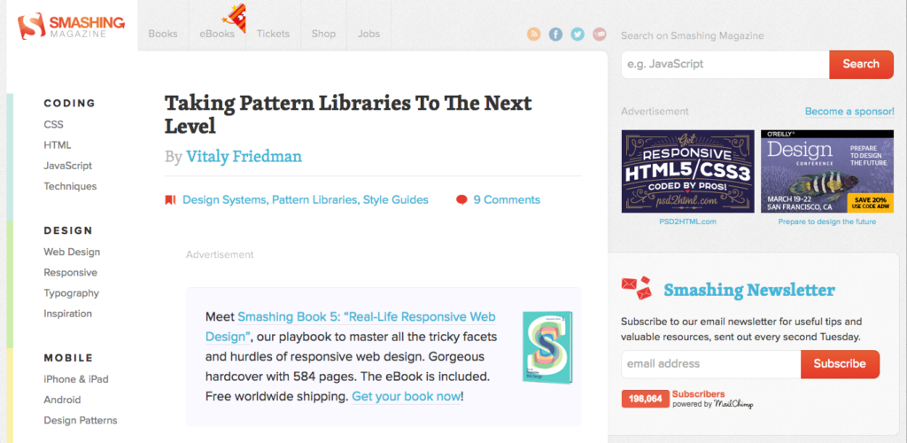 Дайджест продуктового дизайна, октябрь 2016 - 5 Taking Pattern Libraries To The Next Level