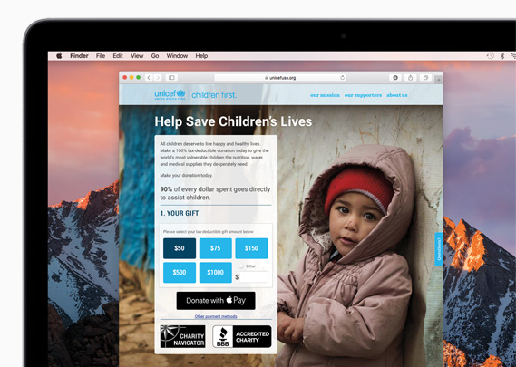 Посредством Apple Pay можно легко сделать пожертвование 