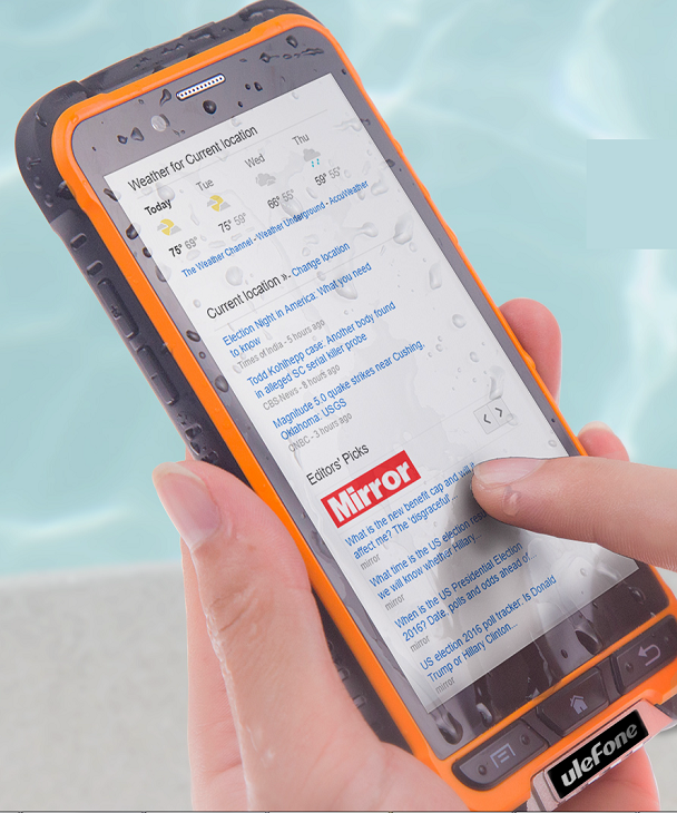 Смартфон Ulefone Armor также поддерживает управление мокрыми пальцами