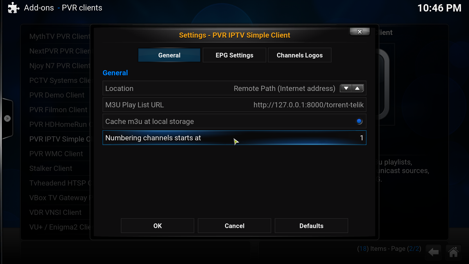 kodi settings live tv playlist screenshot