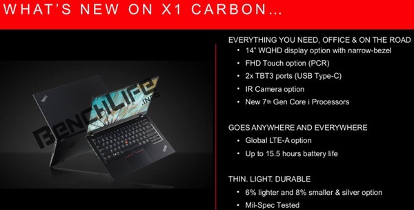 Lenovo ThinkPad X1 Carbon образца 2017 года, характеристики и возможности