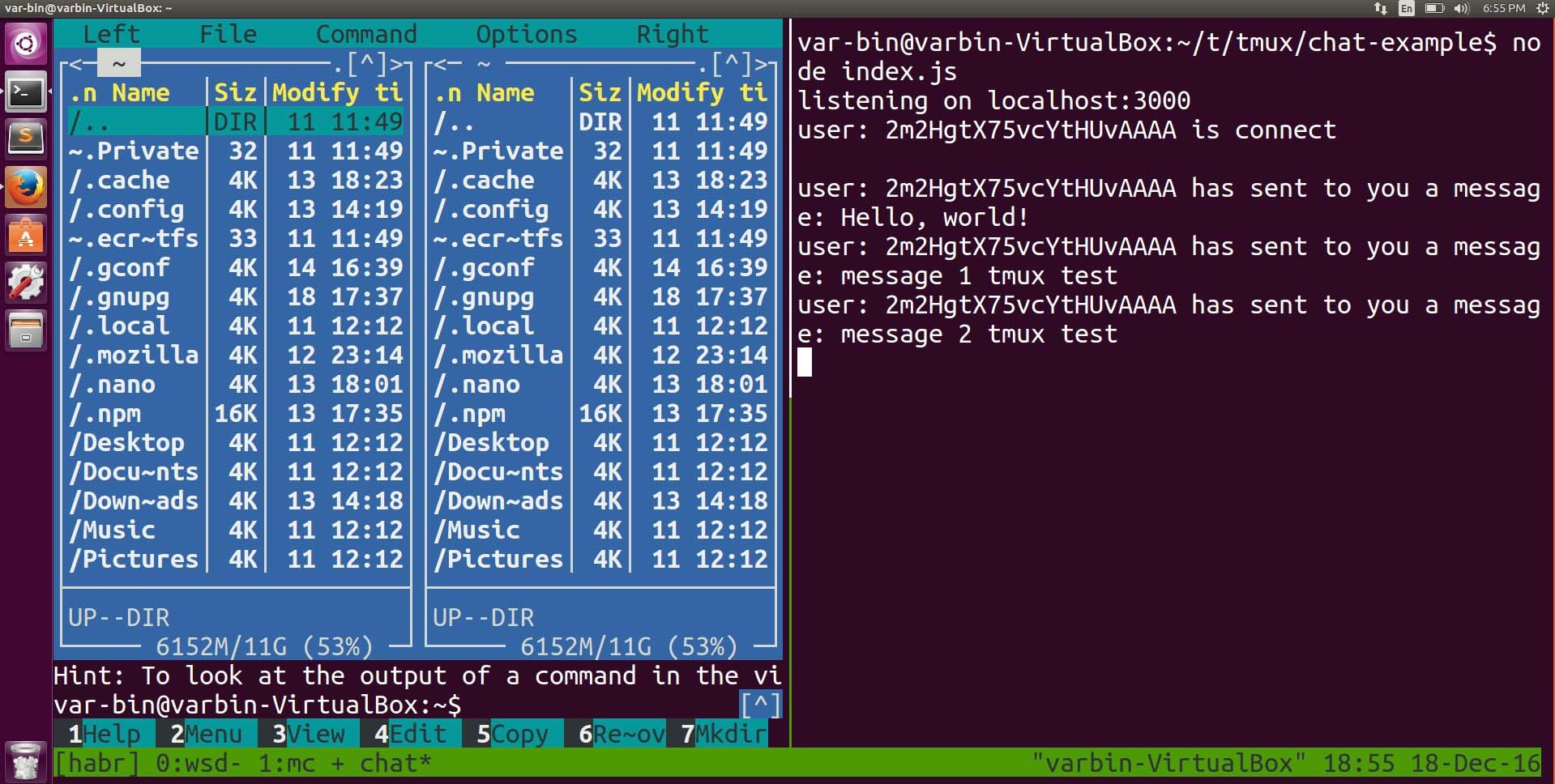 example tmux. tmux attach