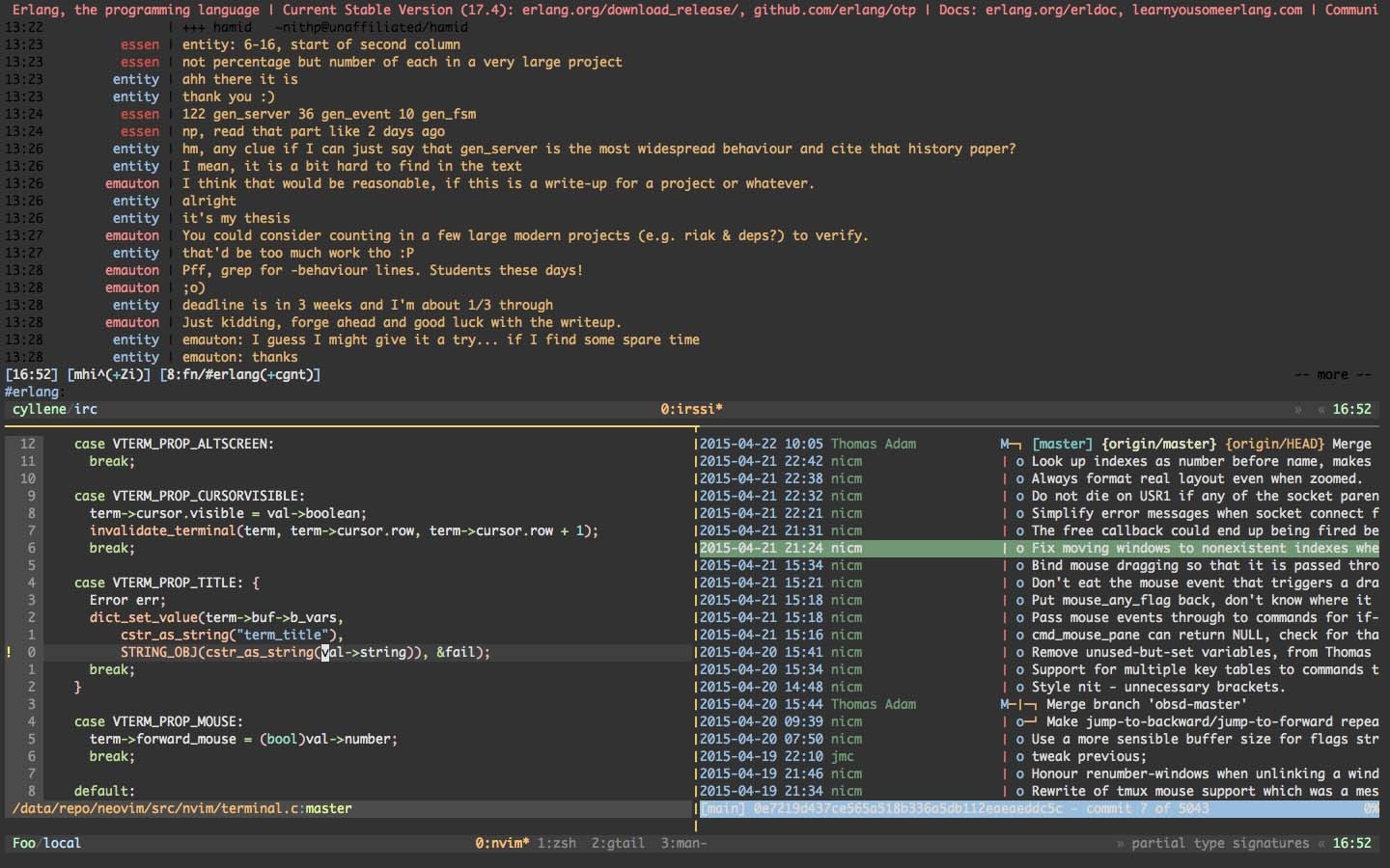 tmux example