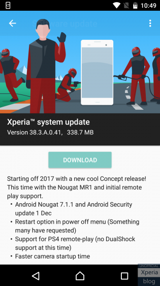 Первым после смартфонов Google и Nexus обновление Android 7.1.1 получил Sony Xperia X