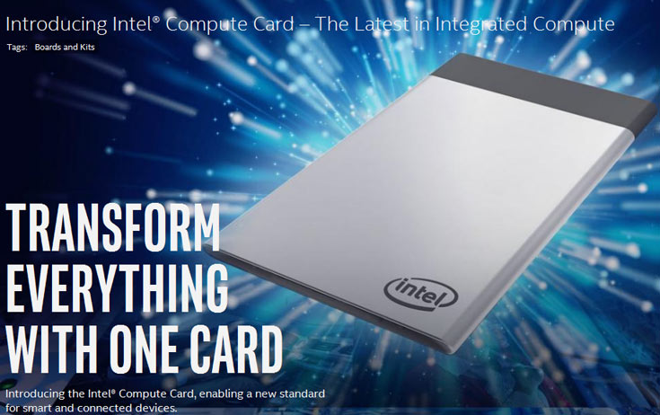 Платформа Intel Compute Card имеет размеры  95 x 55 x 5 мм