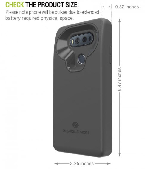 Чехол ZeroLemon для смартфона LG V20 содержит аккумулятор емкостью 10 000 мА•ч