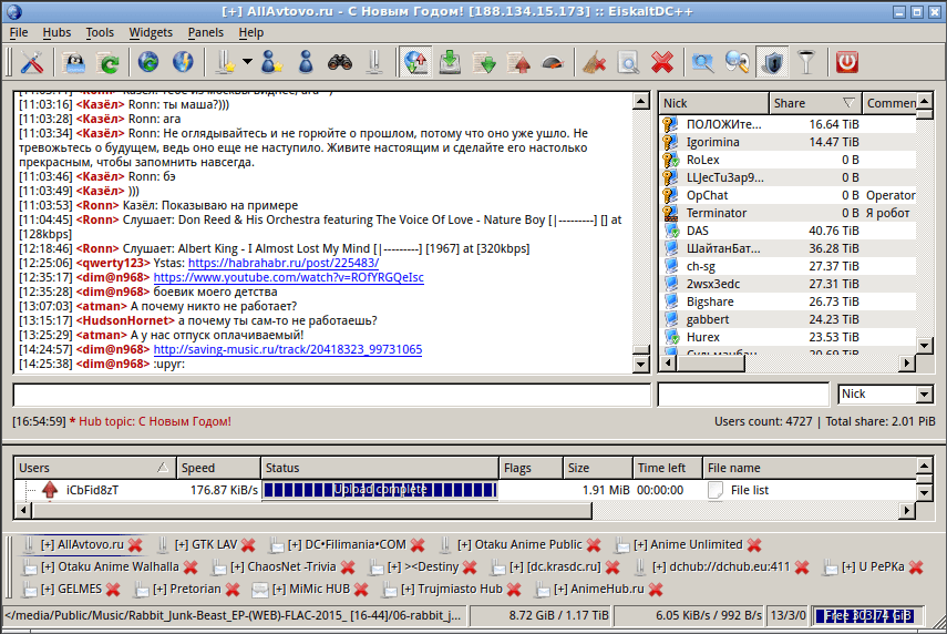 EiskaltDC++, хаб allavtovo