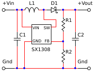 Sketch of a low-power step-up converter
