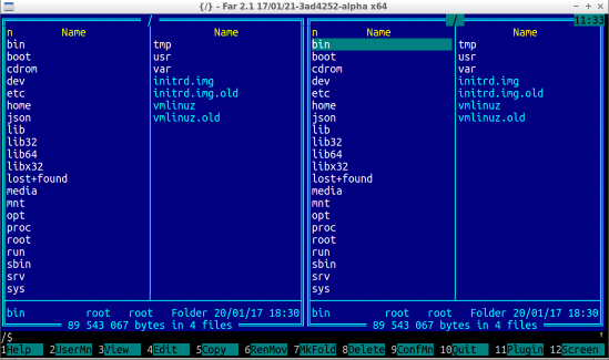 Рисунок 2 - Far Manager 2 на Linux (нажмите на картинку для увеличения)