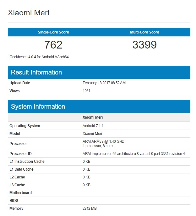 Смартфон Xiaomi Mi 5C с Android 7.1.1 замечен в базе данных Geekbench