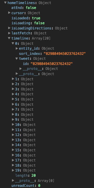 Взгляд в Redux Store мобильной версии Twitter - 5 Timeline keys