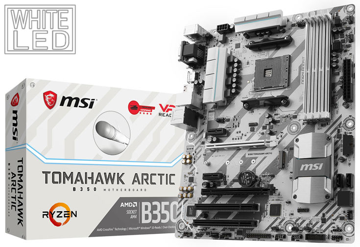 В оформлении системных плат MSI B350 Tomahawk Arctic и B350M Mortar Arctic преобладает белый цвет - 1