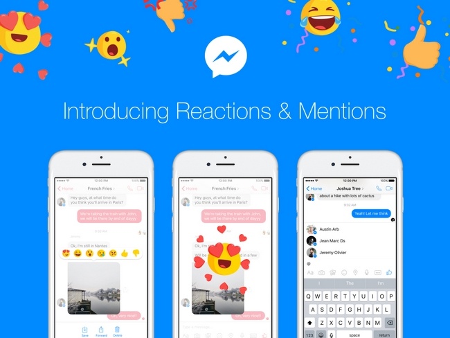 В приложение Facebook Messenger добавлены «реакции» 