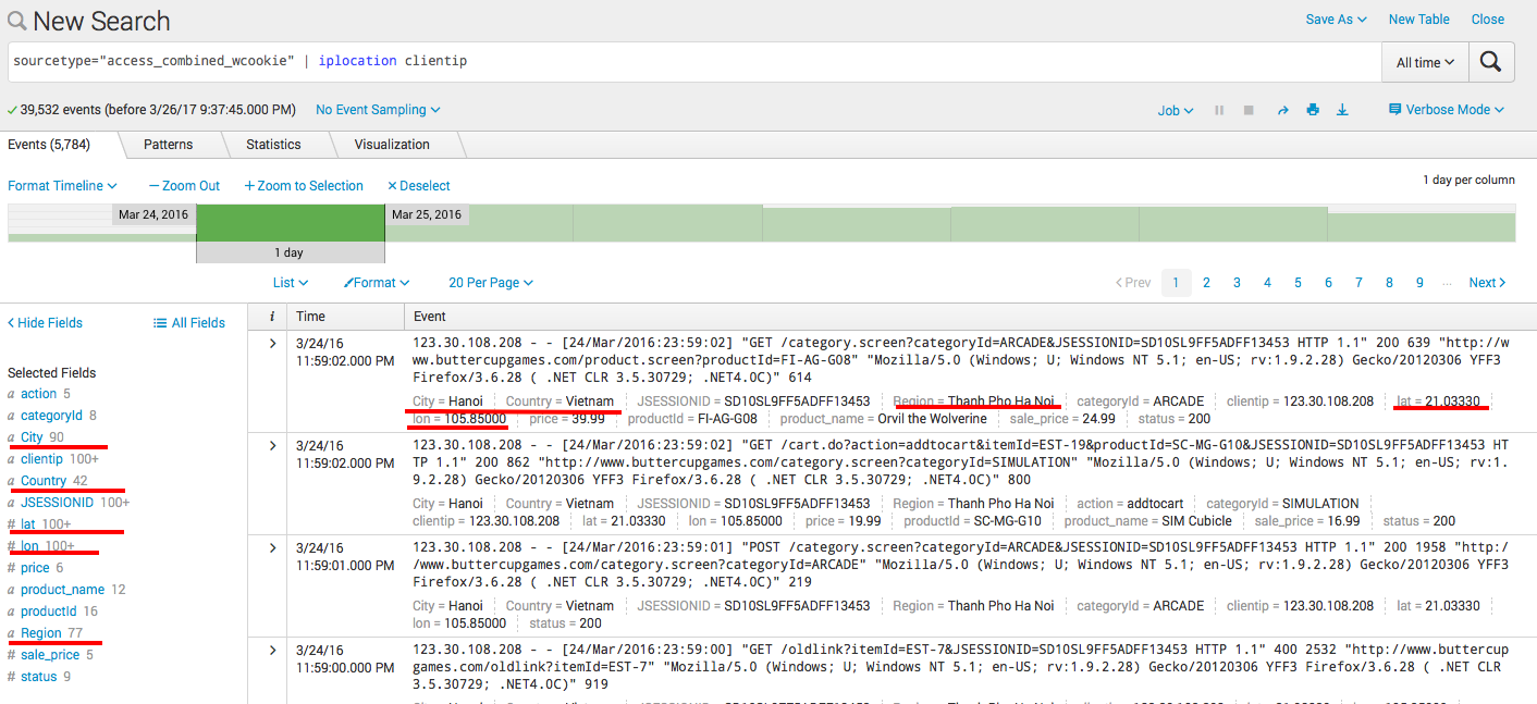 Splunk. Введение в анализ машинных данных — часть 2. Обогащение данных из внешних справочников и работа с гео-данными - 8