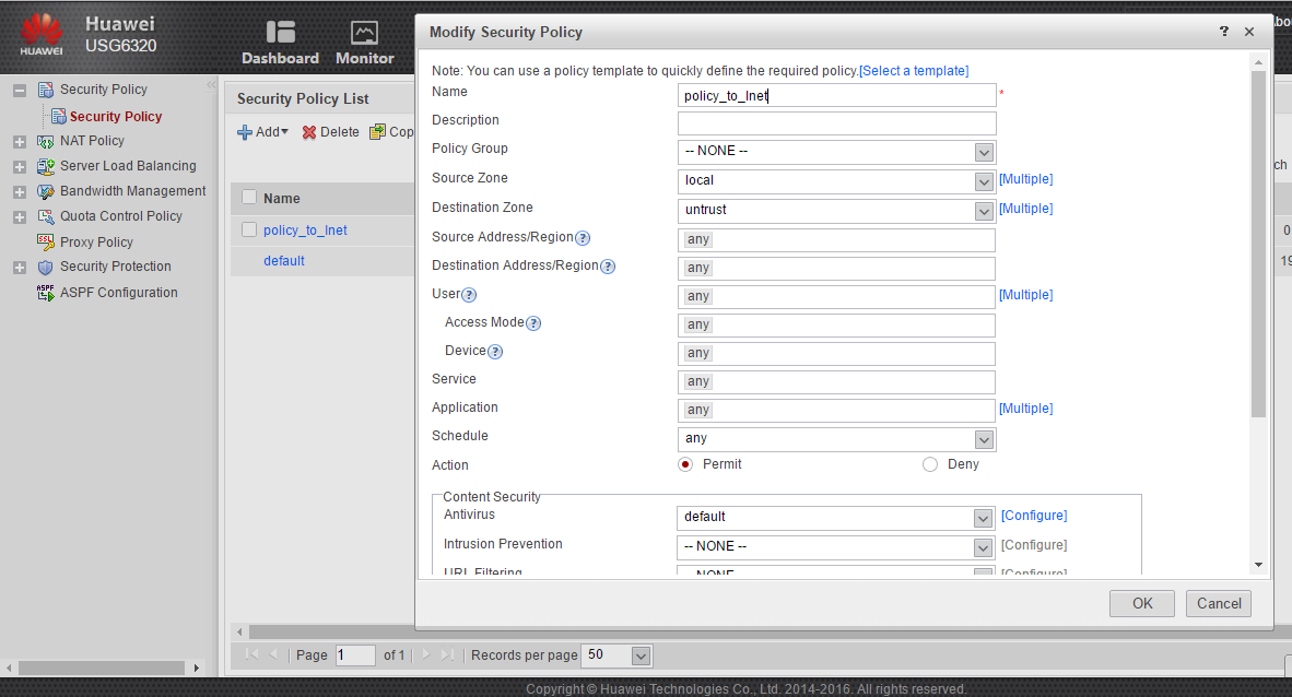 Huawei USG 6300. Базовая настройка файервола из коробки - 9 Huawei USG 6300. Базовая настройка файервола из коробки - 9