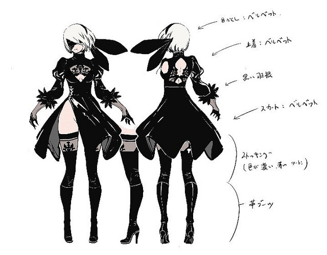 Дизайн персонажа 2B для игры Nier: Automata - 3