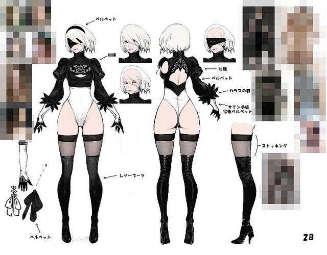 Дизайн персонажа 2B для игры Nier: Automata - 4