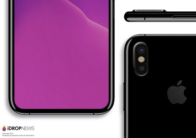 Смартфону iPhone 8 приписывают рамку шириной 4 мм по периметру экрана и «невидимую» фронтальную камеру