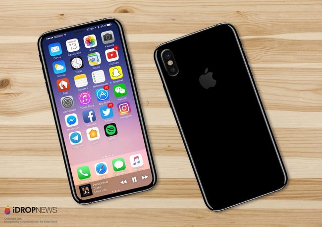 Смартфону iPhone 8 приписывают рамку шириной 4 мм по периметру экрана и «невидимую» фронтальную камеру