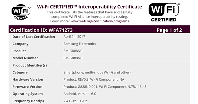 Смартфон Samsung SM-G888N0 работает под управлением Android 6.0