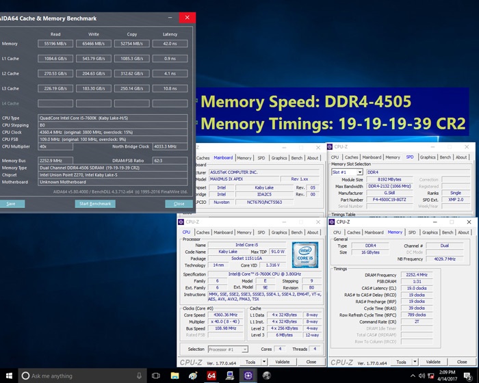 G.Skill выпускает набор модулей памяти DDR4-4333 объемом 2 х 8 ГБ и рапортует о достижении скорости DDR4-4500 - 2