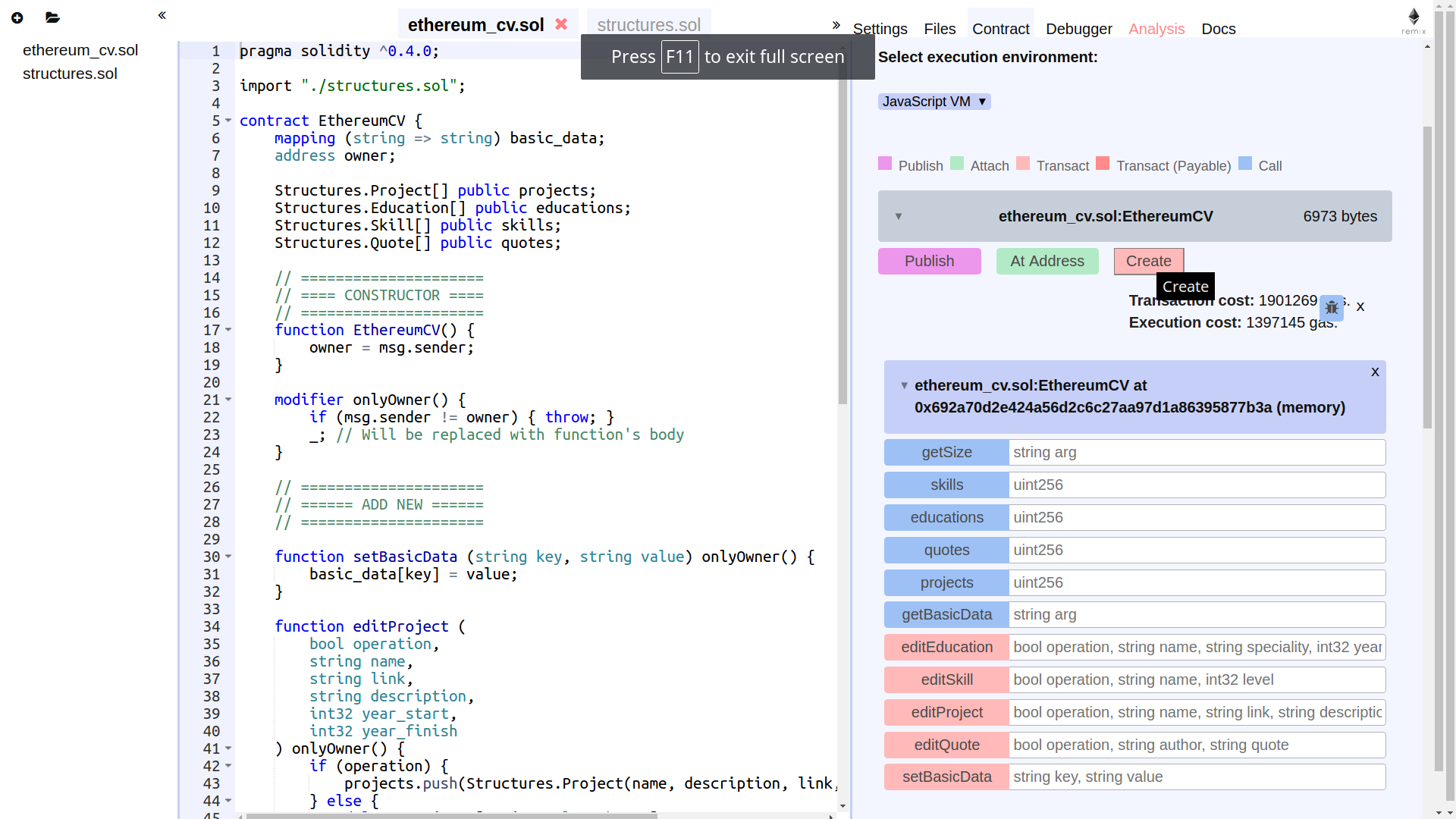 Dive into Ethereum - 8 remix_create