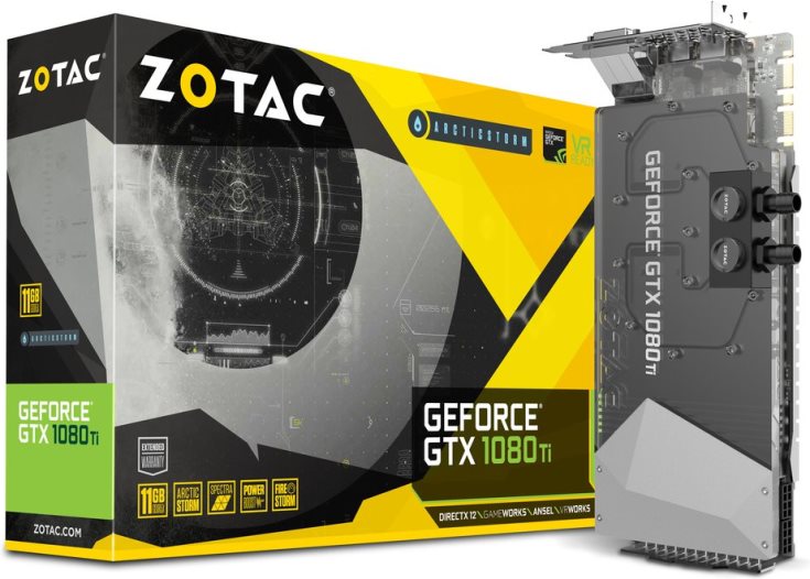 В оформлении 3D-карты Zotac GTX 1080 Ti ArcticStorm применена светодиодная подсветка